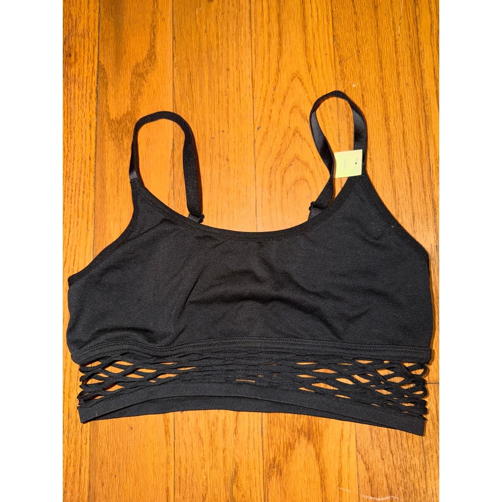 Victoria's Secret PINK Black Lattice Cage Cutout Bralette Adjustable Straps